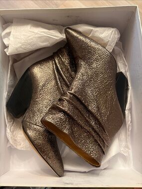 IRO Metallic Bronze Pointed-Toe Ankle Booties